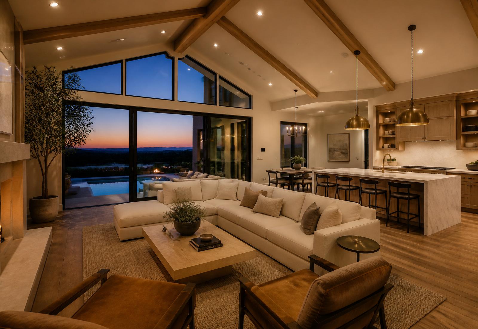 Luxury new construction great room interior in Henderson